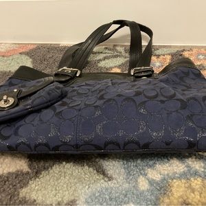 Coach Navy Blue Tote with wristlet